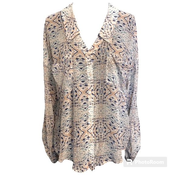 Free People Long Sleeve Blouse Trippy Print - Picture 1 of 12